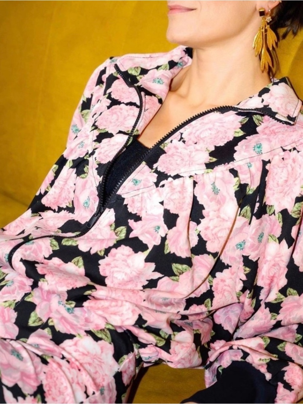 Zara Floral Print Bomber Jacket